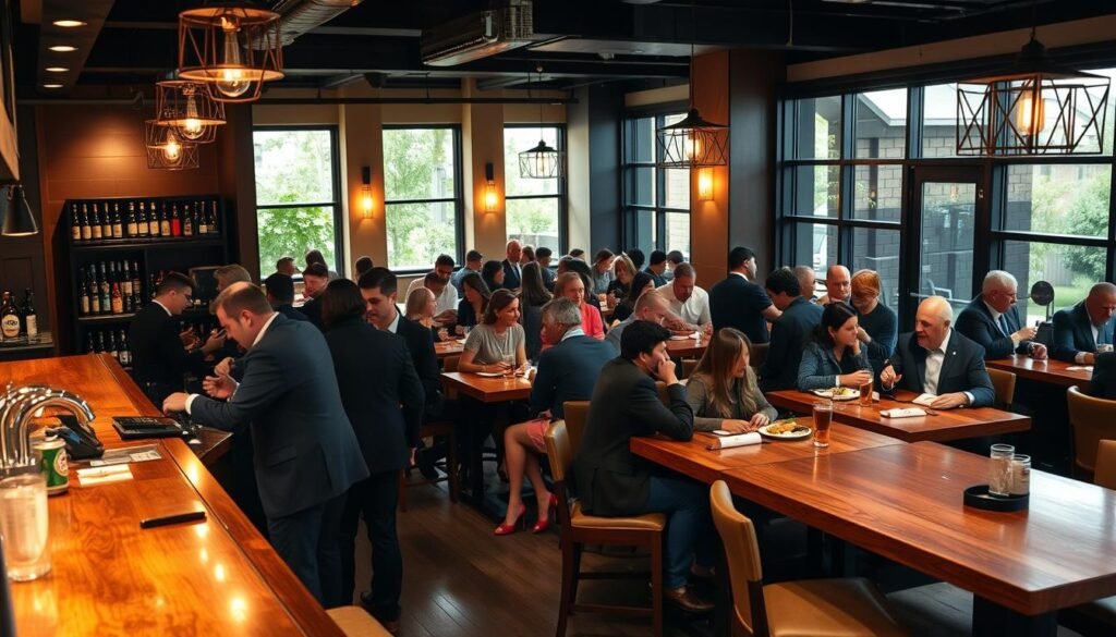 A cozy and inviting Yard House restaurant interior scene, showcasing a warm ambiance with soft, ambient lighting. In the foreground, a sleek wooden bar is adorned with a variety of craft beers and cocktails, reflecting the essence of a casual dining experience. The middle ground features a diverse group of patrons enjoying meals together, all dressed in professional business attire and casual outfits, engaging in vibrant conversations. The background reveals modern decor with large, stylish windows allowing natural light to filter in, showcasing outdoor greenery. The overall atmosphere is lively yet relaxed, perfectly capturing the essence of a social dining space, ideal for using a gift card. A cozy and inviting Yard House restaurant interior scene, showcasing a warm ambiance with soft, ambient lighting. In the foreground, a sleek wooden bar is adorned with a variety of craft beers and cocktails, reflecting the essence of a casual dining experience. The middle ground features a diverse group of patrons enjoying meals together, all dressed in professional business attire and casual outfits, engaging in vibrant conversations. The background reveals modern decor with large, stylish windows allowing natural light to filter in, showcasing outdoor greenery. The overall atmosphere is lively yet relaxed, perfectly capturing the essence of a social dining space, ideal for using a gift card.